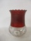 Vintage Cranberry and Clear Glass Vase