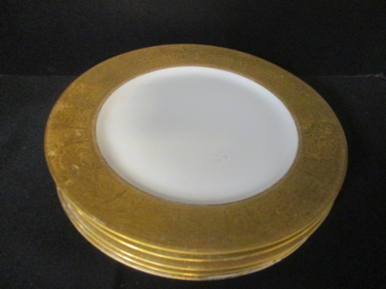 5 Vintage T & V Ovingtons Limoges Gold Rimmed Plates