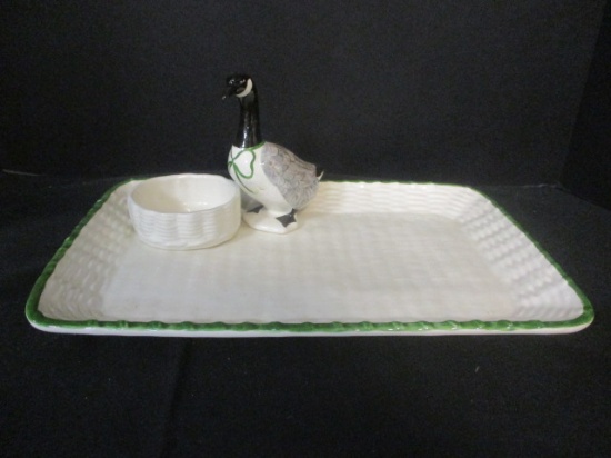 Ceramic Goose Appetizer and Dip Platter