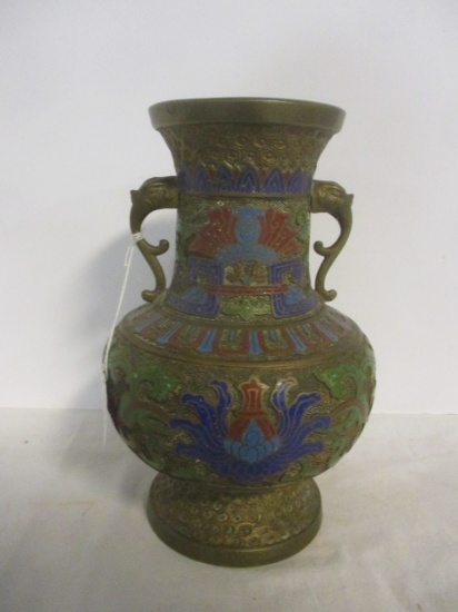 Vintage Japanese Champleve Bronze Vase