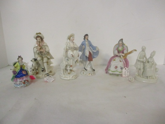 Collection of 6 Dresden and Others Porcelain Figurines
