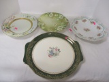 4 Vintage Painted Porcelain Round Plates/Platters