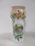 Vintage Milk Glass Hand-Painted Vase