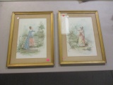 Pair of 19th Century Ladies Prints - Framed and Matted