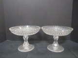 Pair of Cut Glass Crystal Compotes