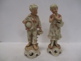 Antique 1890s Porcelain Victorian Boy and Girl Figurines