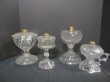 4 Vintage Glass Oil Lamp Bases