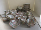 58-Pieces Chinese Painted Porcelain China - Plates, Cups, Bowls, etc.