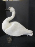 Large Hand-Carved Painted Wood Swan