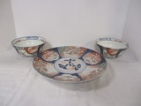 Antique Imari Round Platter and 2 Bowls