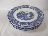 7 Vintage Old Alton Ware Blue and White Old Willow Pattern Plates