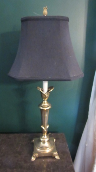 Brass Tulip Candlestick Lamp with Pineapple Finial