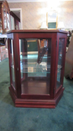 Pulaski Furniture Illuminated Mirrored Back Angled Side Display Cabinet