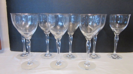 Eight Lenox "Rhythm Platinum" Wine Glasses