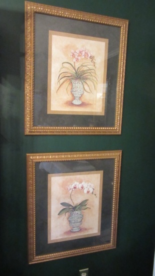 Pair of Framed and Matted Orchid Still Life Prints by Peggy Abrams