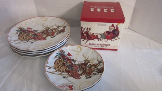 Williams-Sonoma Santa Entertaining Plates and Santa and Reindeer Juice Glasses