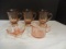 Pink Glass Grouping-3 Mugs, Creamer, Candleholder