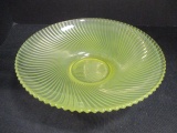 Yellow Swirl Art Glass Centerpiece Bowl
