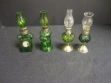 Green Mini Oil Lamps (Lot of 4)