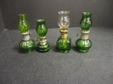 Green Mini Oil Lamps (Lot of 4)