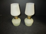 2 Satin Glass Mini Oil Lamps