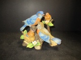 Bisque Blue Bird Family Figurine