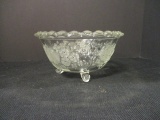 Glass Midcentury Floral with Red enamel Accents Bowl