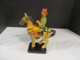 Chalkware Chinese Man on Horse 7 1/2