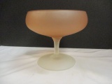 Satin Glass Pink to White Compote