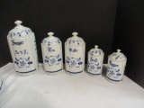 Blue/White 5 PC Canister Set (Romania)