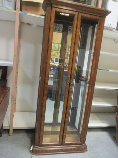 American Furniture Co. Wood and Glass Curio Cabinet with 3 Glass Shelves