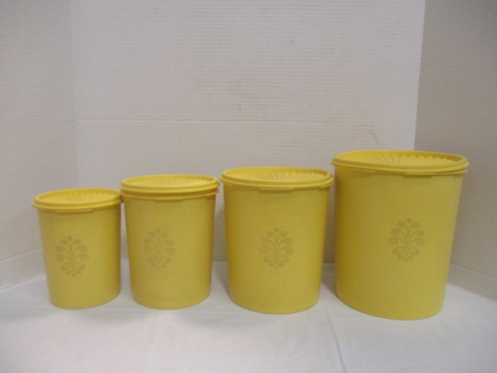 Vintage Tupperware Yellow Canister Set