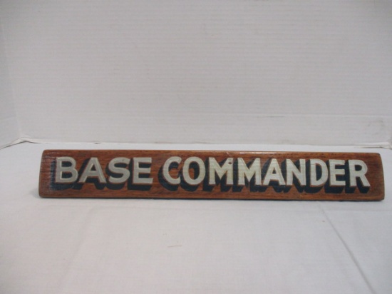 Wood "Base Commander" Desk Sign