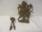 Vintage Hanuman Hindu Monkey Figural Solid Brass Padlock with Two Keys