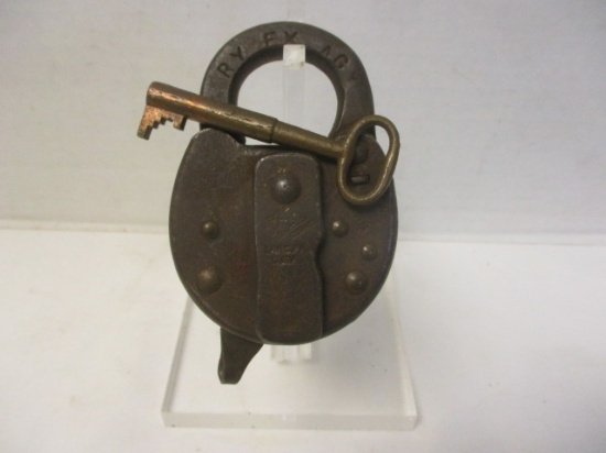 Antique Railway Express Solid Brass Padlock with Key