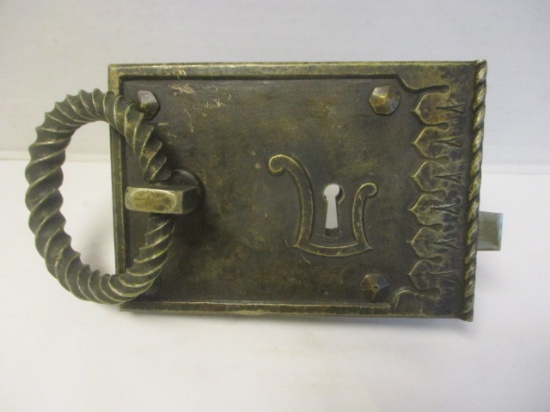 Antique Victorian Rim Door Lock with Twisted Ring Pull