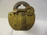 Antique Penn Central Railroad Solid Brass Padlock with Key