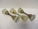 Three Vintage Sets of Glass Door Knobs with Knob Spindles