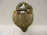 Antique Baltimore & Ohio Railroad Solid Brass Padlock with Key