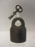Antique Iron 2 Piece Padlock with Key