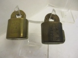 Two Old US Mail Solid Brass Padlocks with Counters