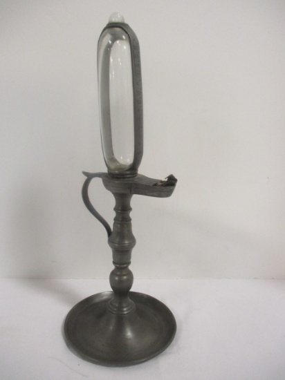 Antique Pewter Whale Oil Lamp Combustion Clock