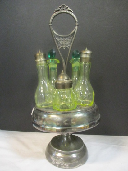 Vaseline Glass Bottle Victorian Castor Set