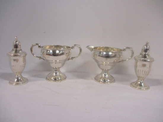 Weighted Sterling Creamer, Sugar Bowl and Shakers