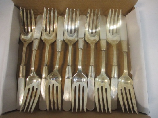 Ten Sterling and Mother of Pearl Forks