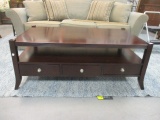 Double Sided Drawer and Retractable Shelf Coffee Table