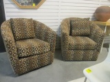 Pair of Container Marketing Swiveling Barrel Back Chairs