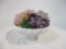 Miniature White Marble Fruit Bowl with Stone and Glass Grape Clusters
