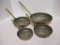 4 Piece Hammered Copper Brass Handled Pan Set