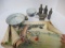 Sculpted Clay Chinese Soldiers and War Horse, Rice Bowl, Planter, Toothpick